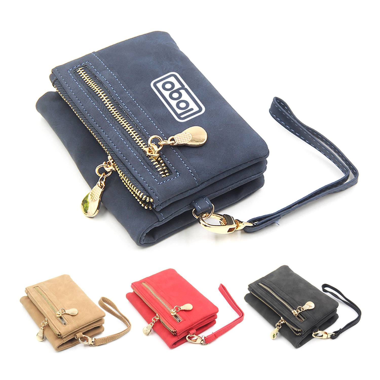 Double zipper frosted PU purse 4