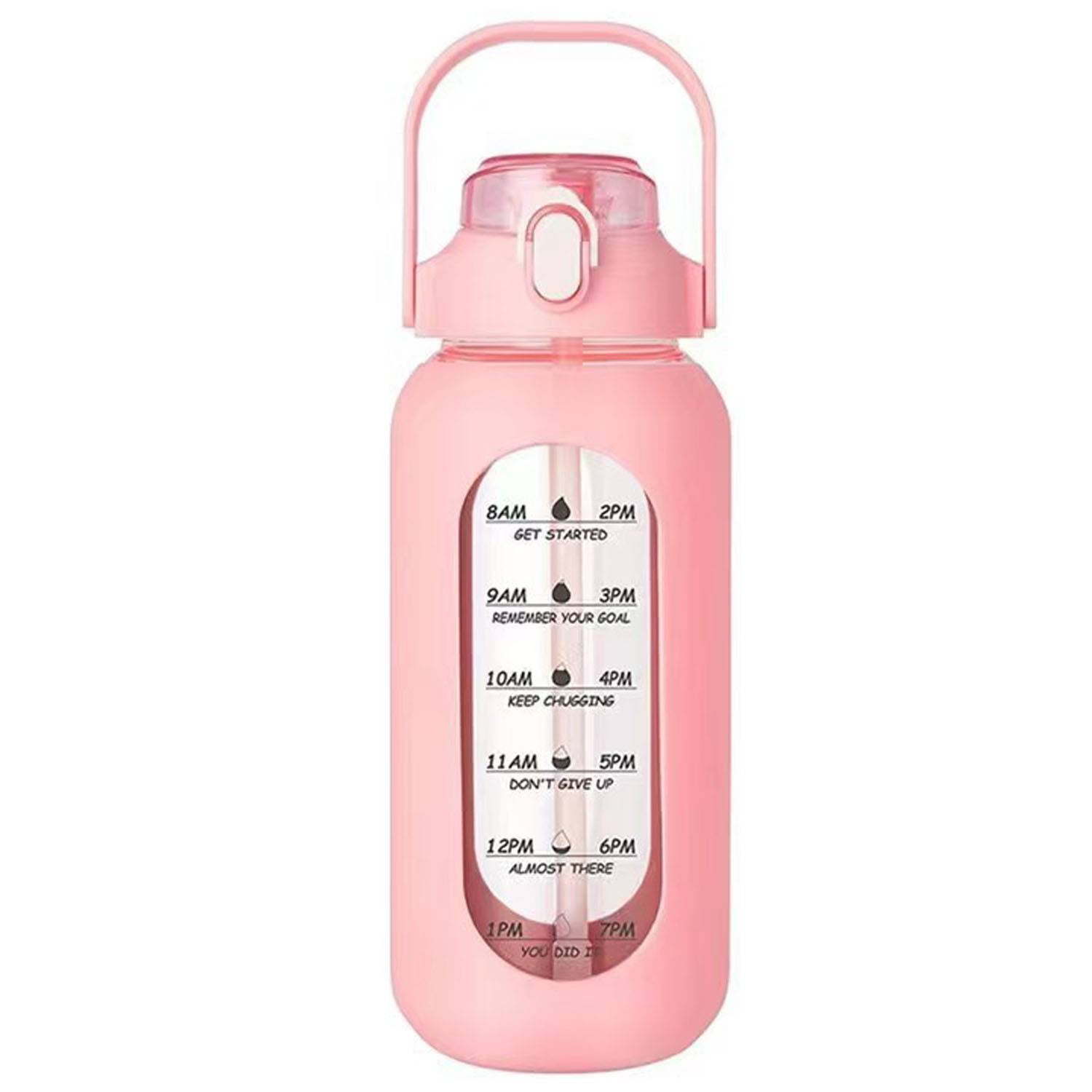 64oz Portable Glass Water Bottle w/ Straw Lid 7