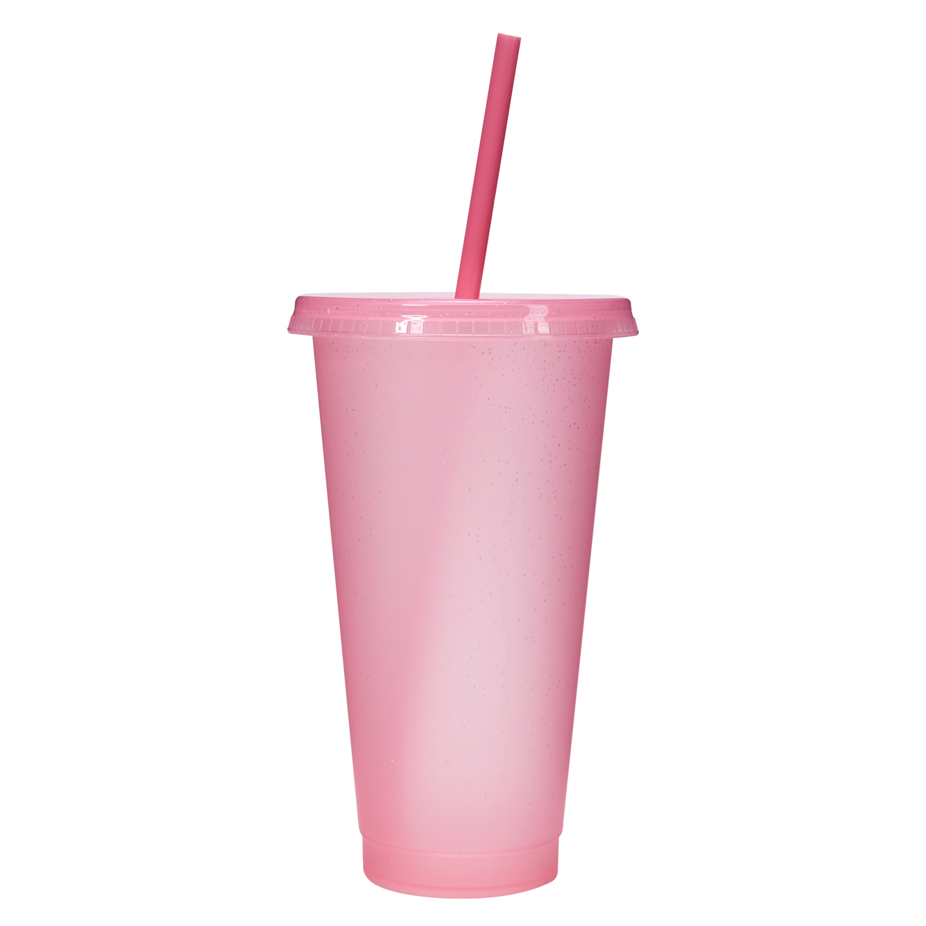 24 Oz Reusable Colorful Glitter Plastic Straw Cup W/ Splash Proof Lid 23