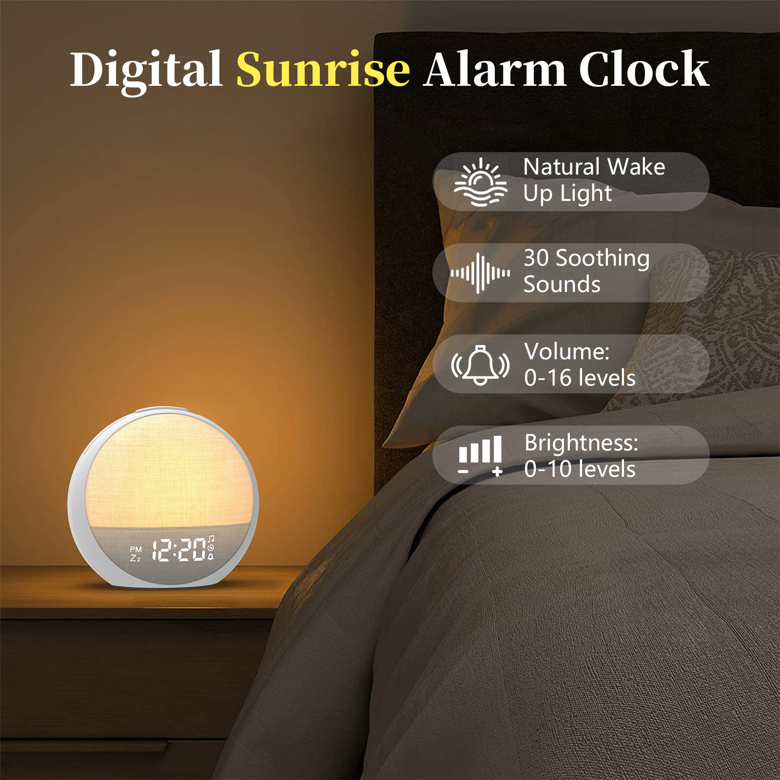 Digital Alarm Clock with Sound Machine 4