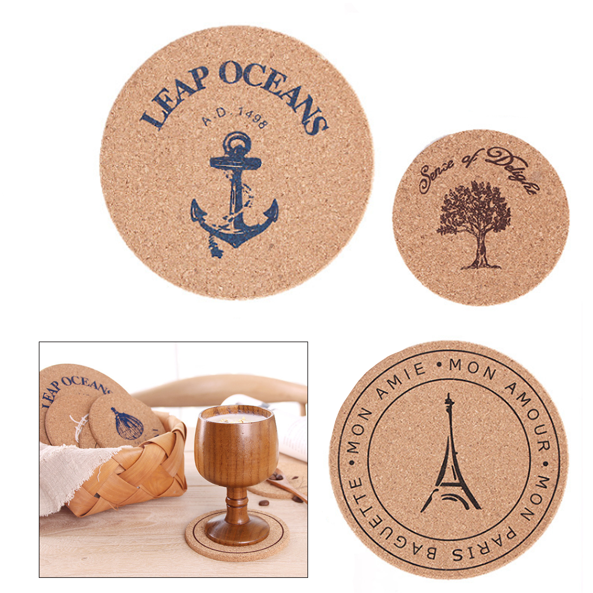Circular Cork Beverage Mat Coasters 1