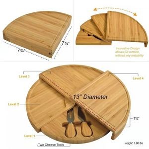 Bamboo Board For Appetizers With Cheese Tools 3