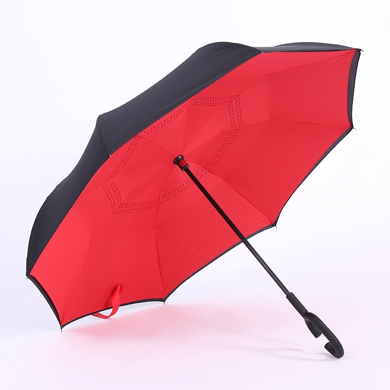 Custom Outdoor Travel C-Handle Reverse Umbrella 2