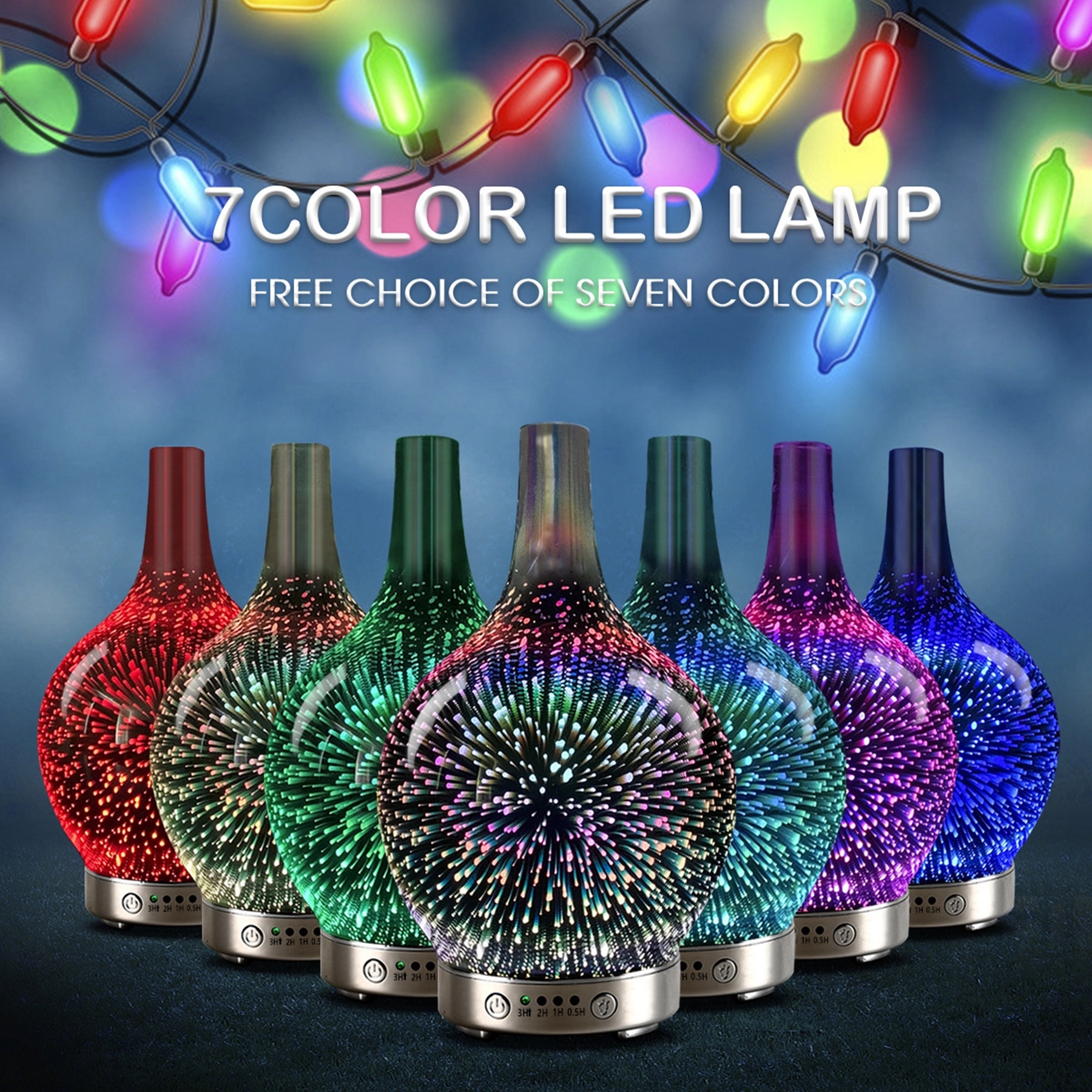 3D Firework Glass Vase Shape Oil Diffuser Air Humidifier 2