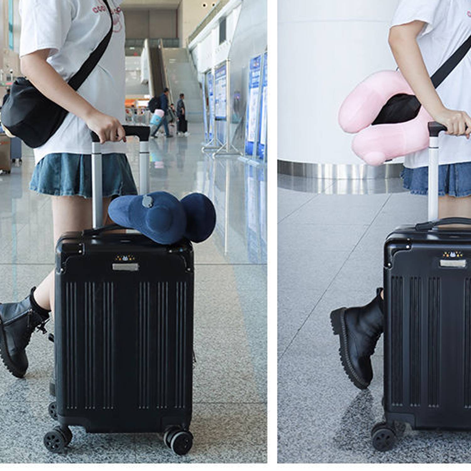 Press And Inflate Portable U-Shaped Travel Pillow 6