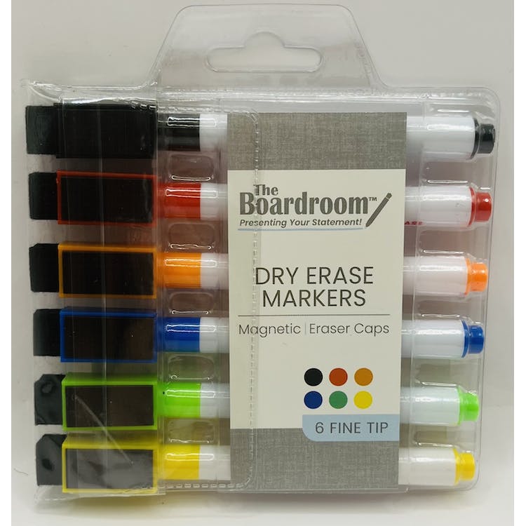 Dry Erase Markers - Magnetic Eraser Caps 6 Colors 2