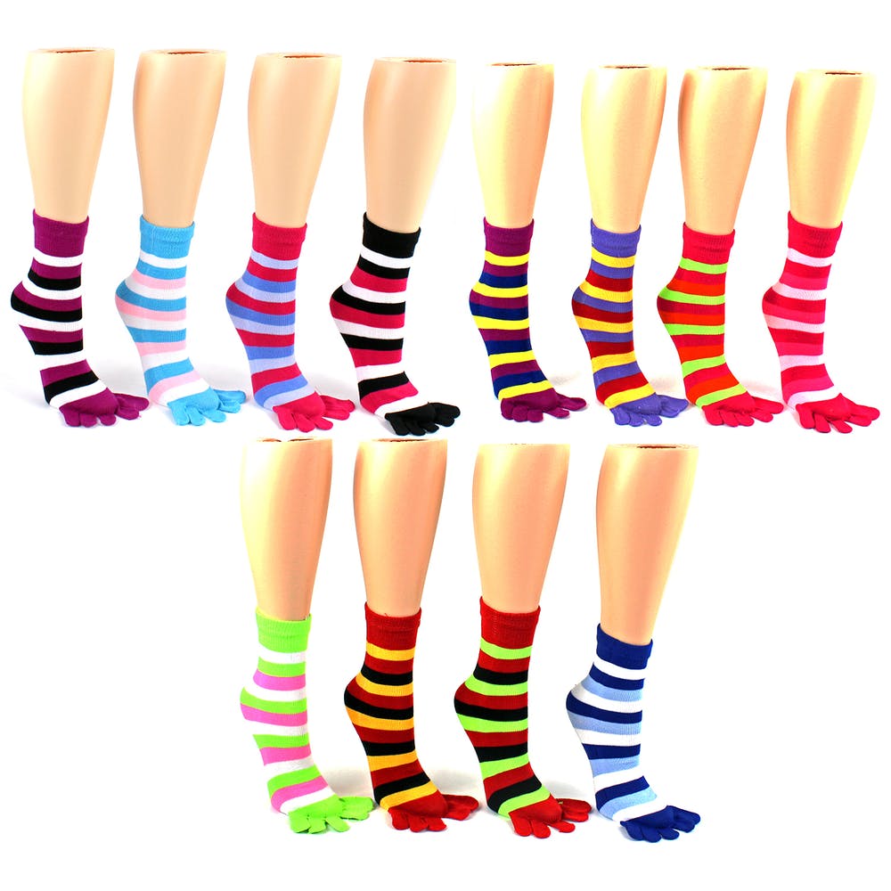 Women's Toe Socks - Striped Size 9-11 1