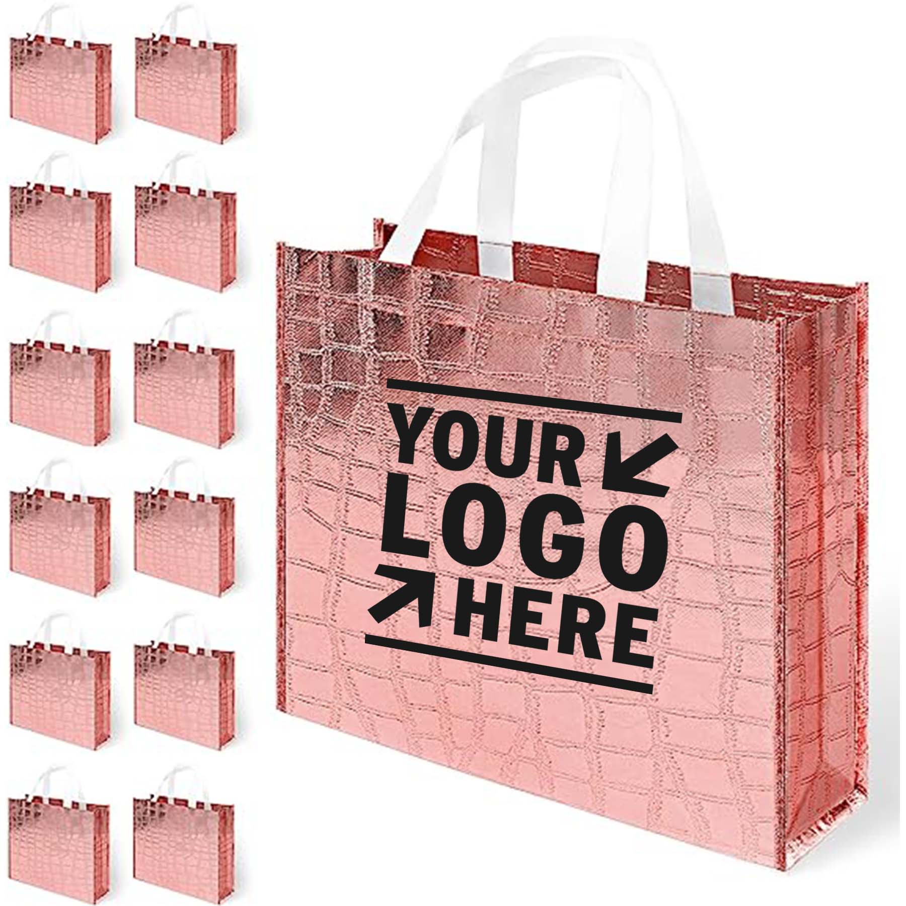 Non-woven Reusable Glossy Rose Gold Foldable Party Bridesmaid Wedding Gift Tote Bag 2