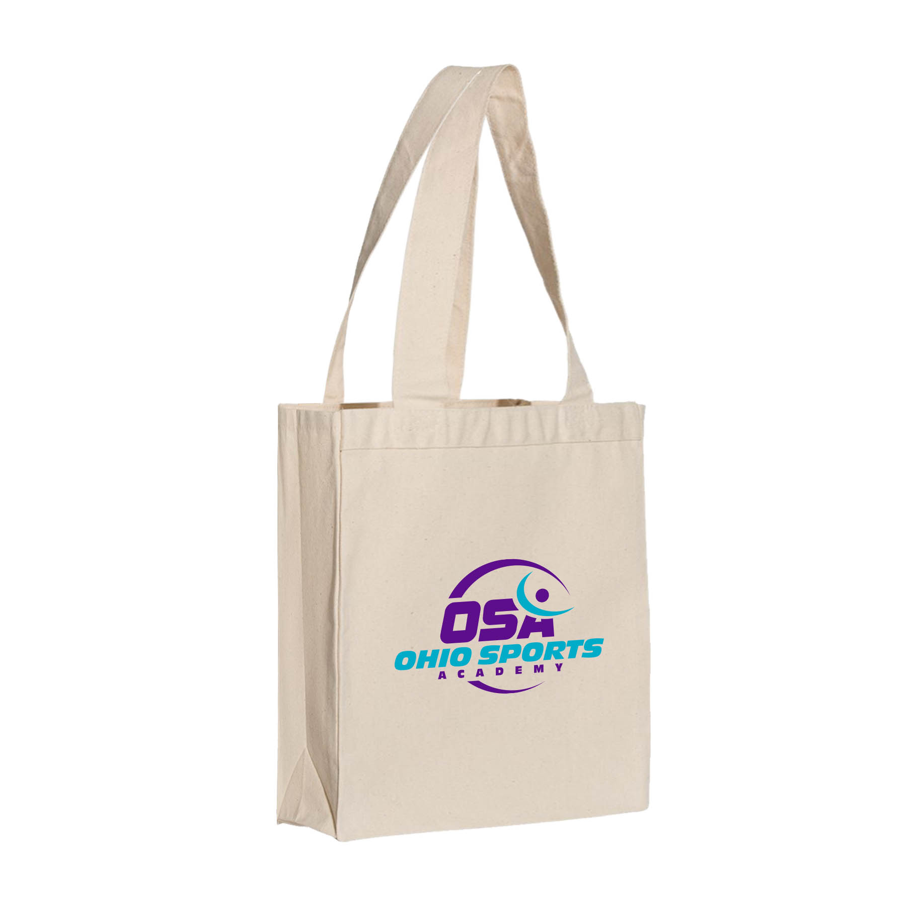 12 Oz. NATURAL COLOR COTTON CANVAS BOOK TOTE BAG w/ GUSSET_R934ENBT 1