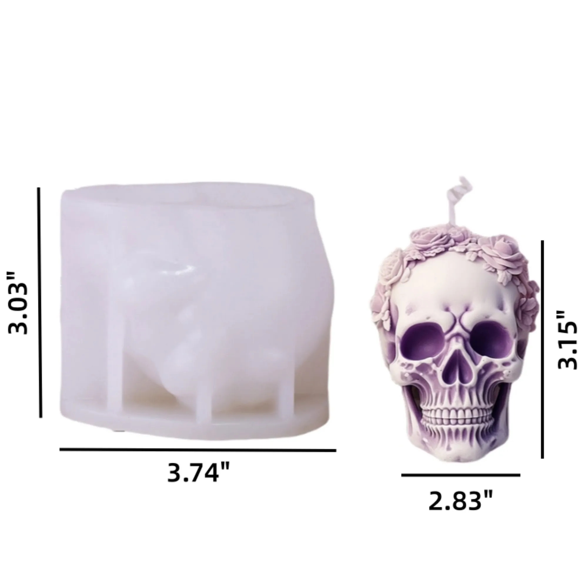Rose Skull Silicone Mold Halloween Supply 8