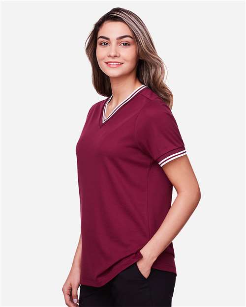Women's CrownLux Performance® Plaited Tipped V-Neck Shirt - DG20CW 41