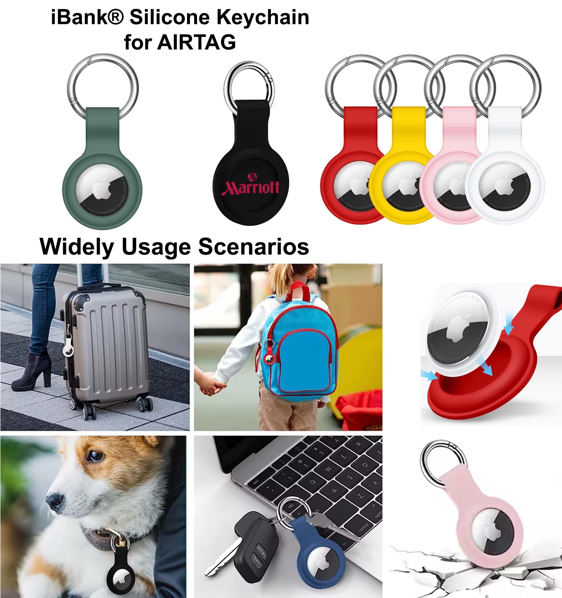 iBank ® Silicone Keychain compatible with AIRTAG 1