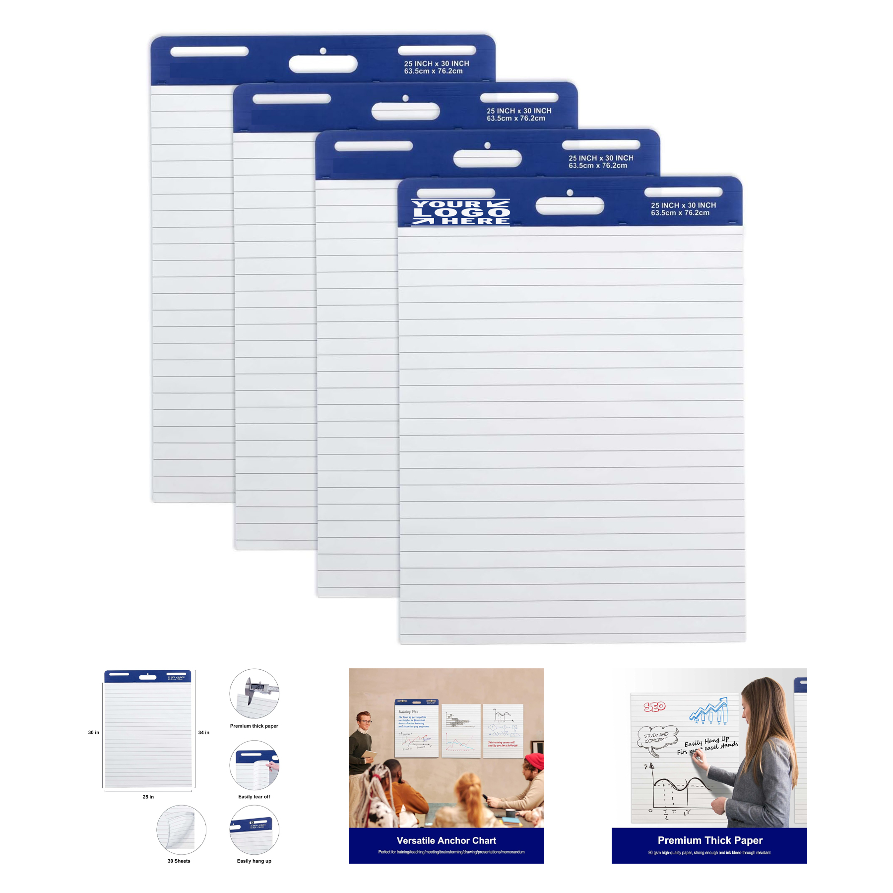 25" x 30" 30 Sheets Lined Sticky Easel Pad