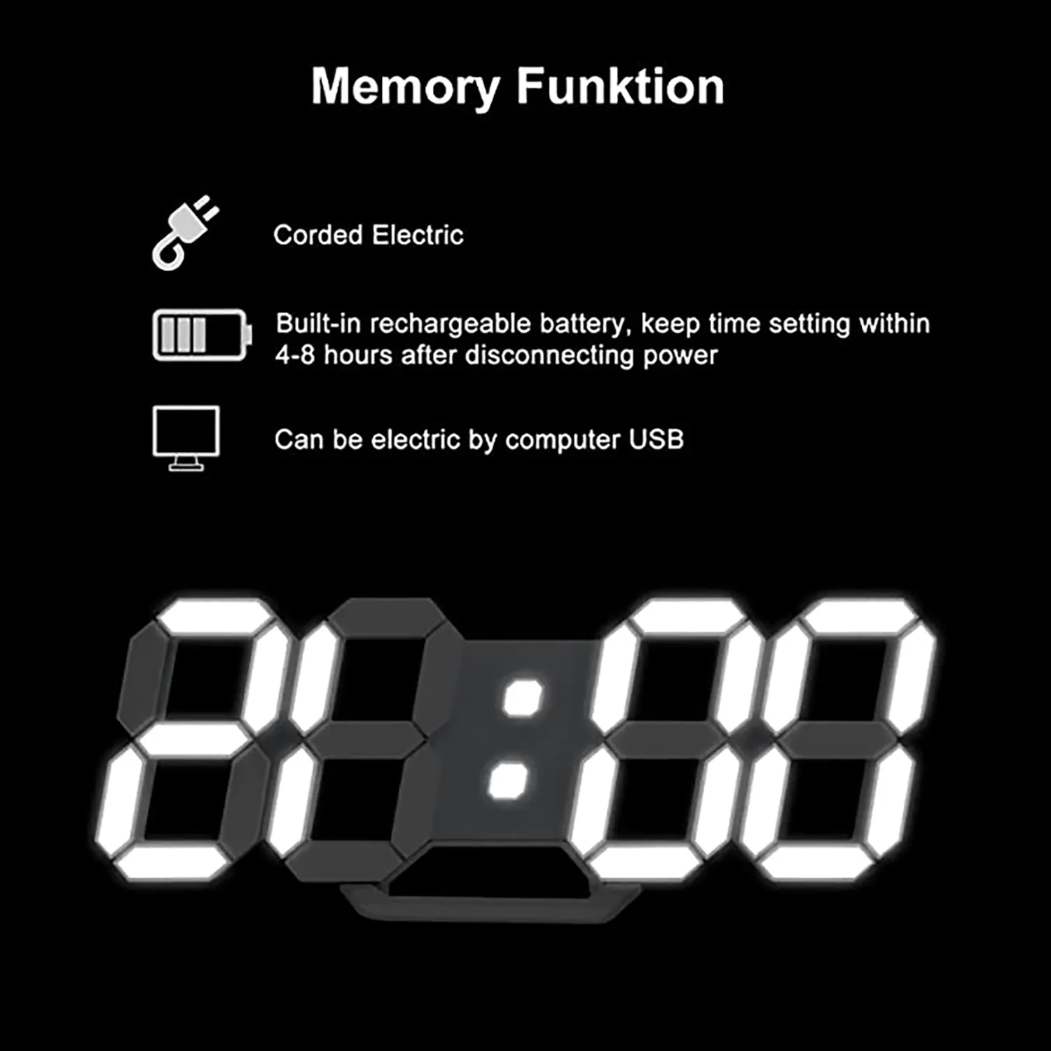 Led Digital Alarm 3D Wall Clock 5