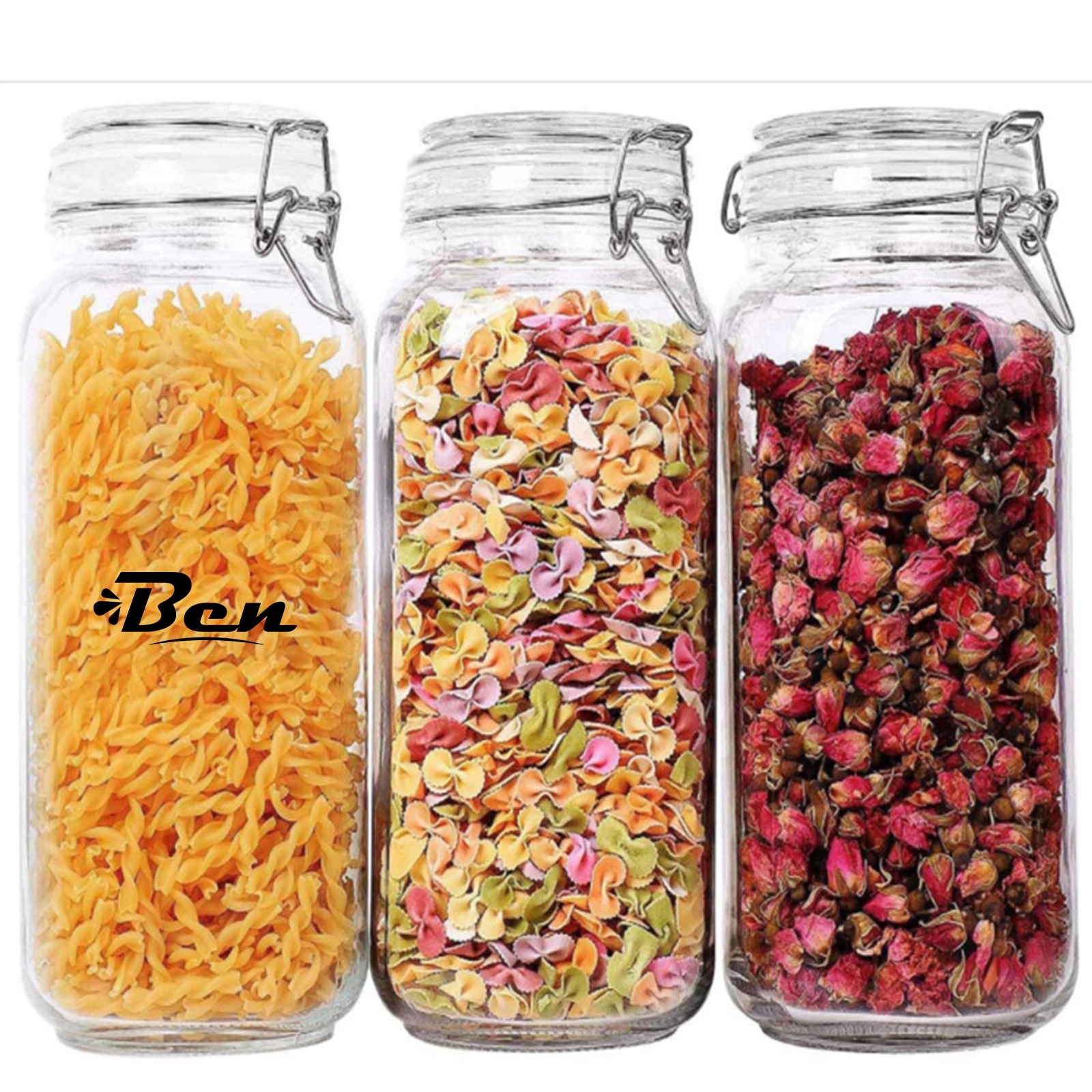 78Oz Glass Food Storage Jars With Airtight Clamp Lids 2