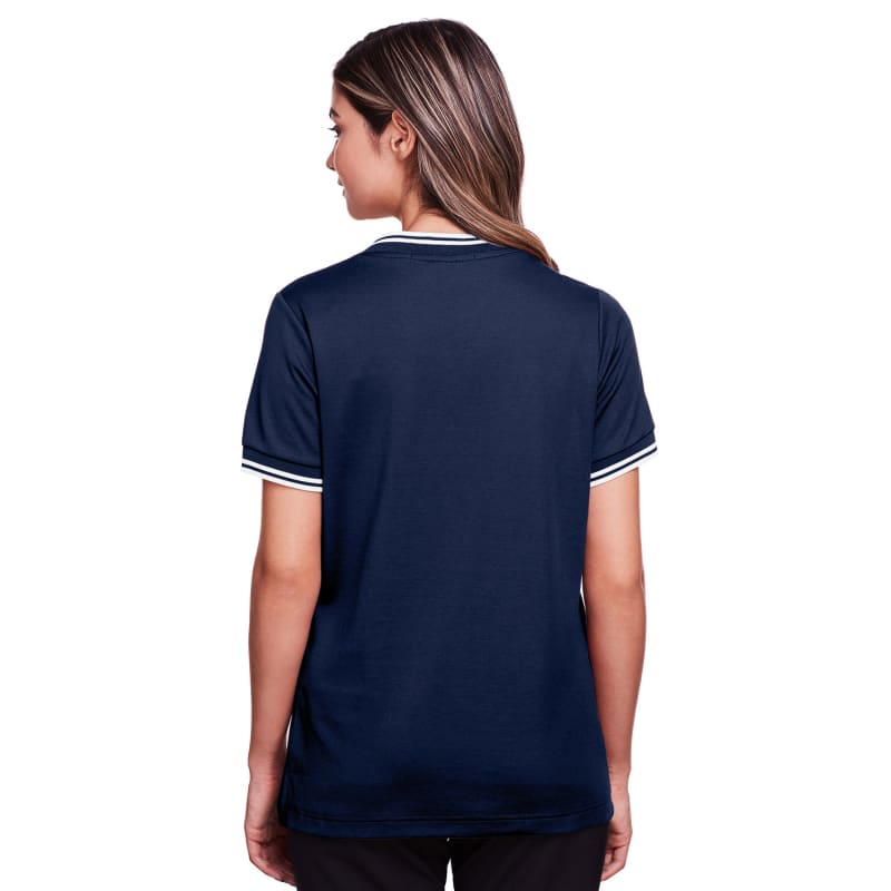 Devon & Jones Ladies' CrownLux Performance™ Plaited Tipped V-Neck Polo 25