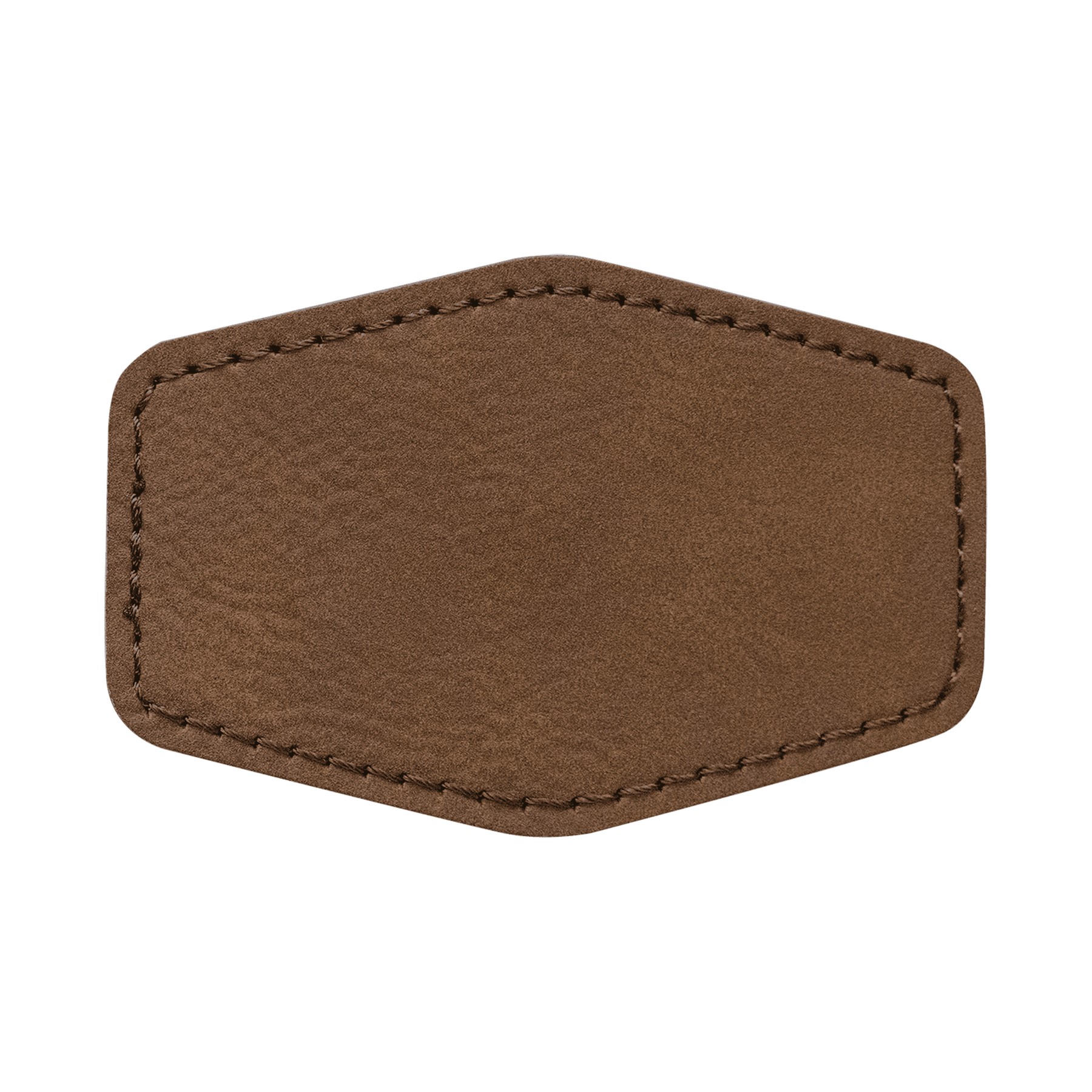 3" x 2" Dark Brown Leatherette Hexagonal Patch with Adhesive 2