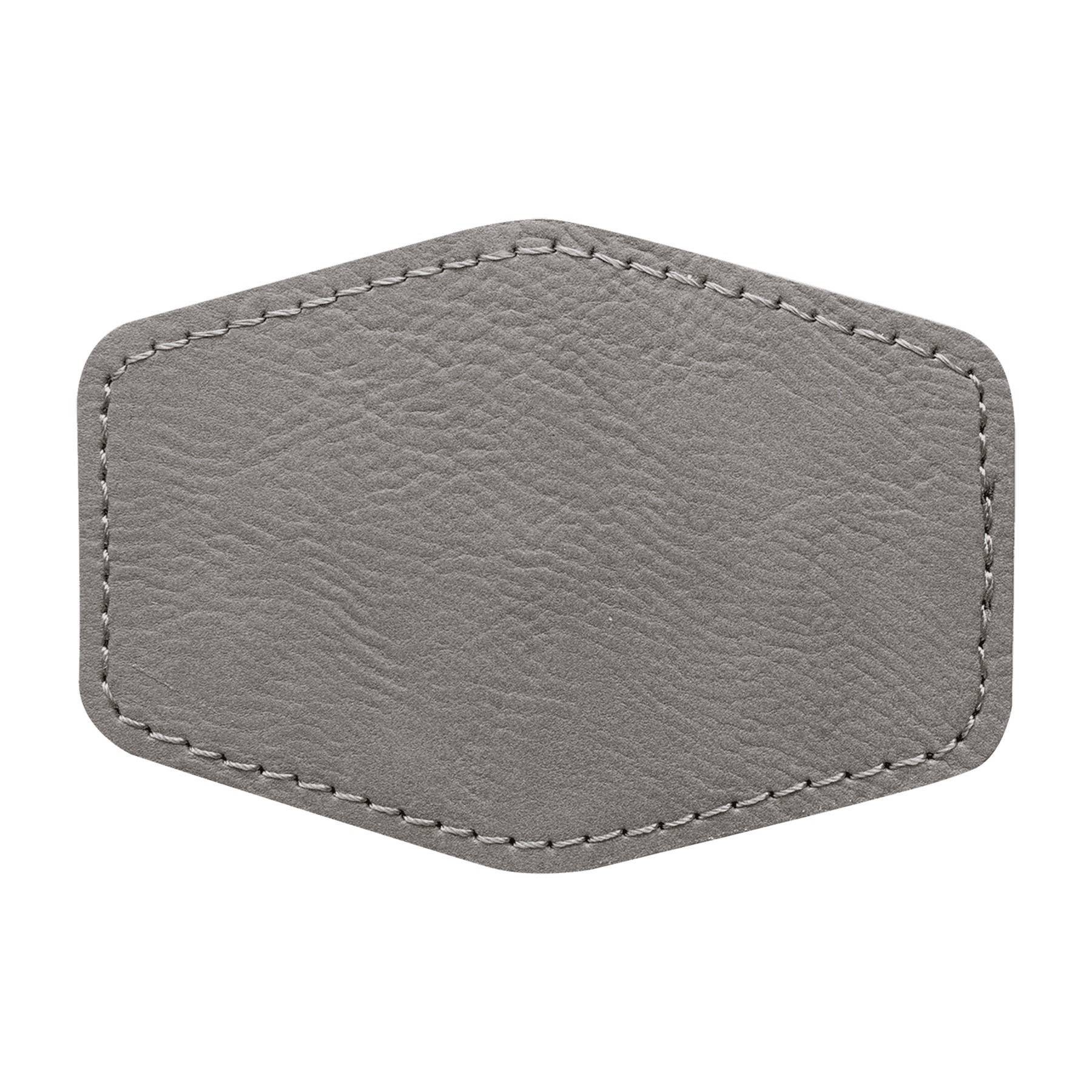 3" x 2" Gray Leatherette Hexagon Patch with Adhesive 2