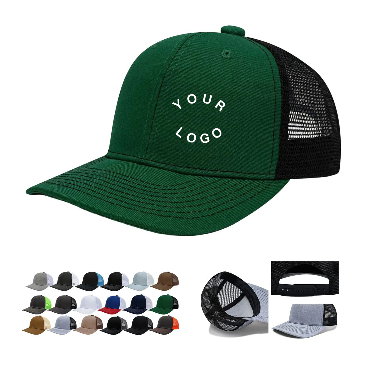 Cotton Polyester Trucker Hat with Mesh Back 6