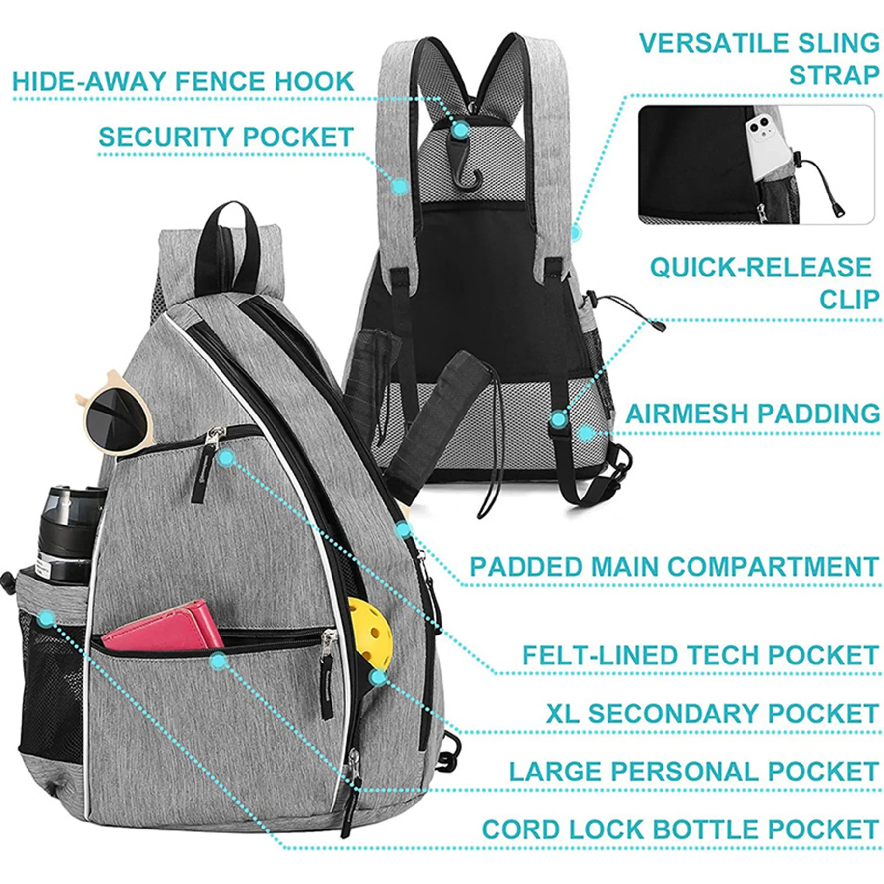 Sport Pickleball Sling Shoulder Bag 2