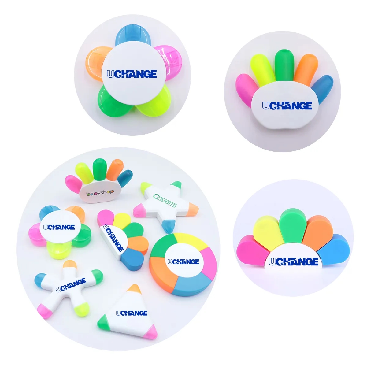 Five Color Hub Highlighter Set With Neon Tips 7