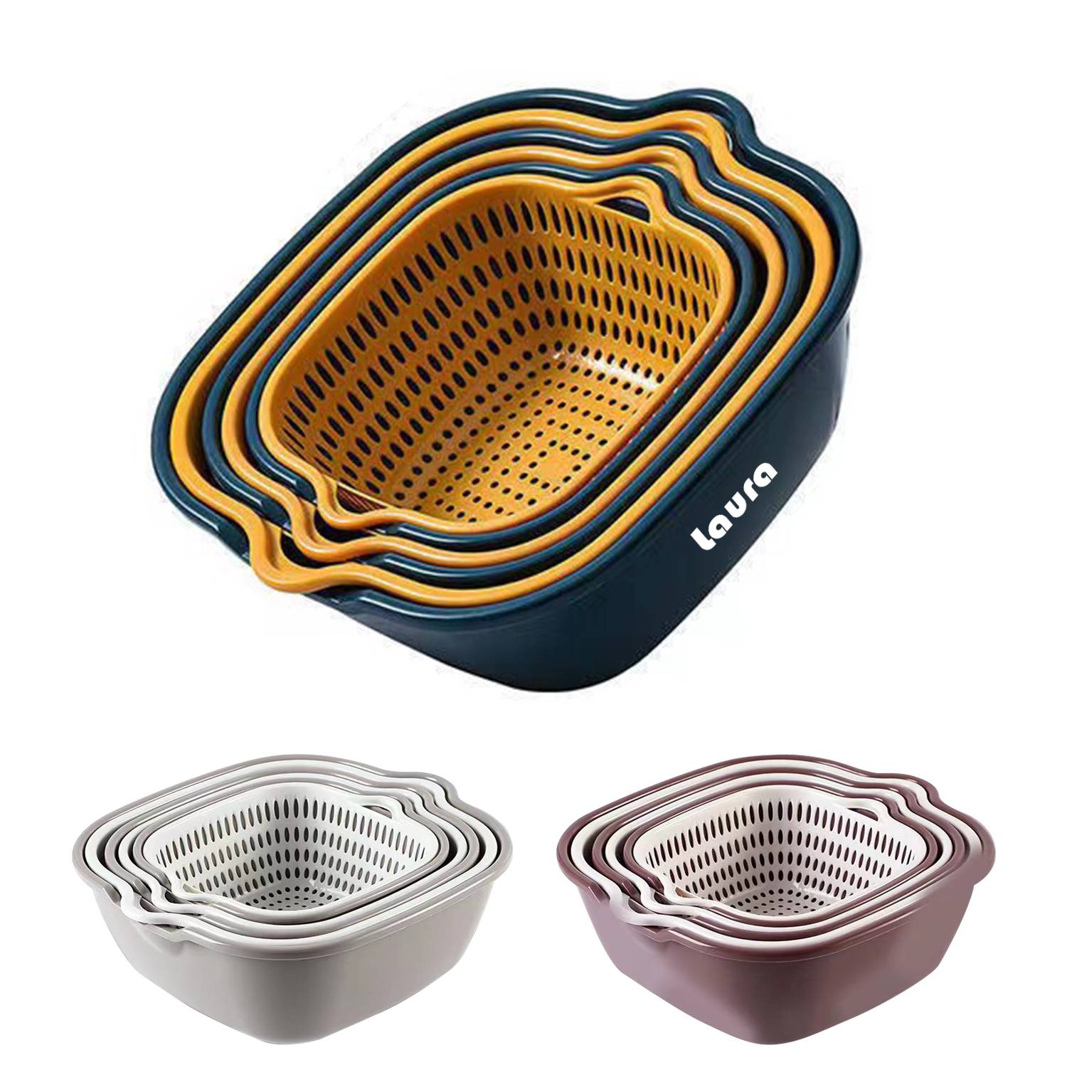 6pcs Double Layer Plastic Colander Basket 2