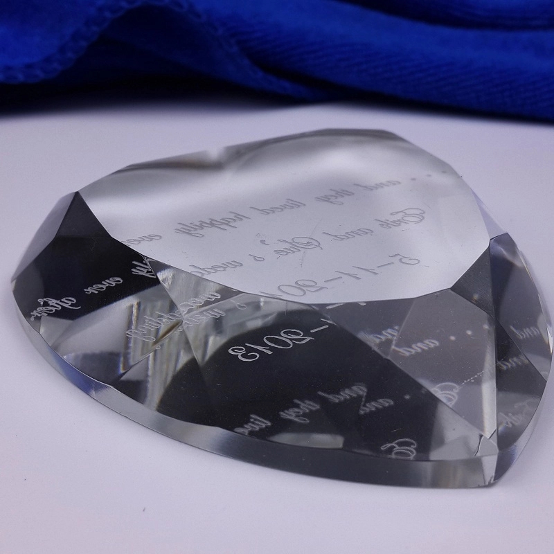 Crystal Heart Shaped Faceted Paperweight 6