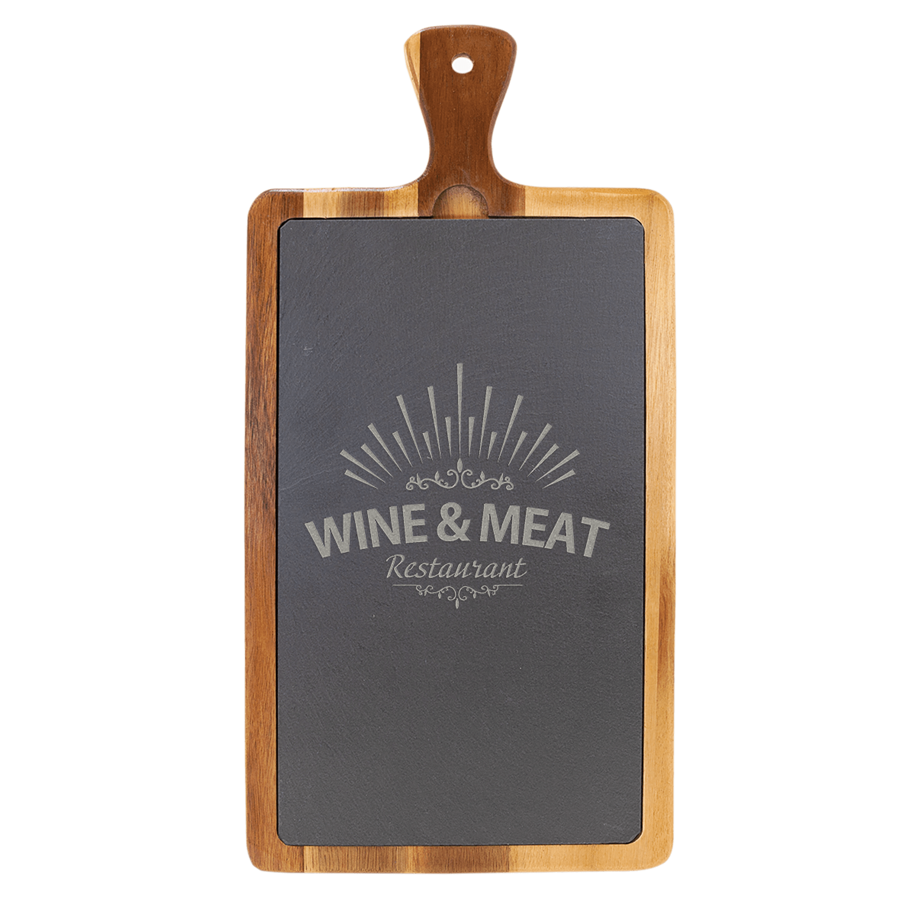 16" x 7 3/4" Acacia Wood/Slate Cutting Board 1