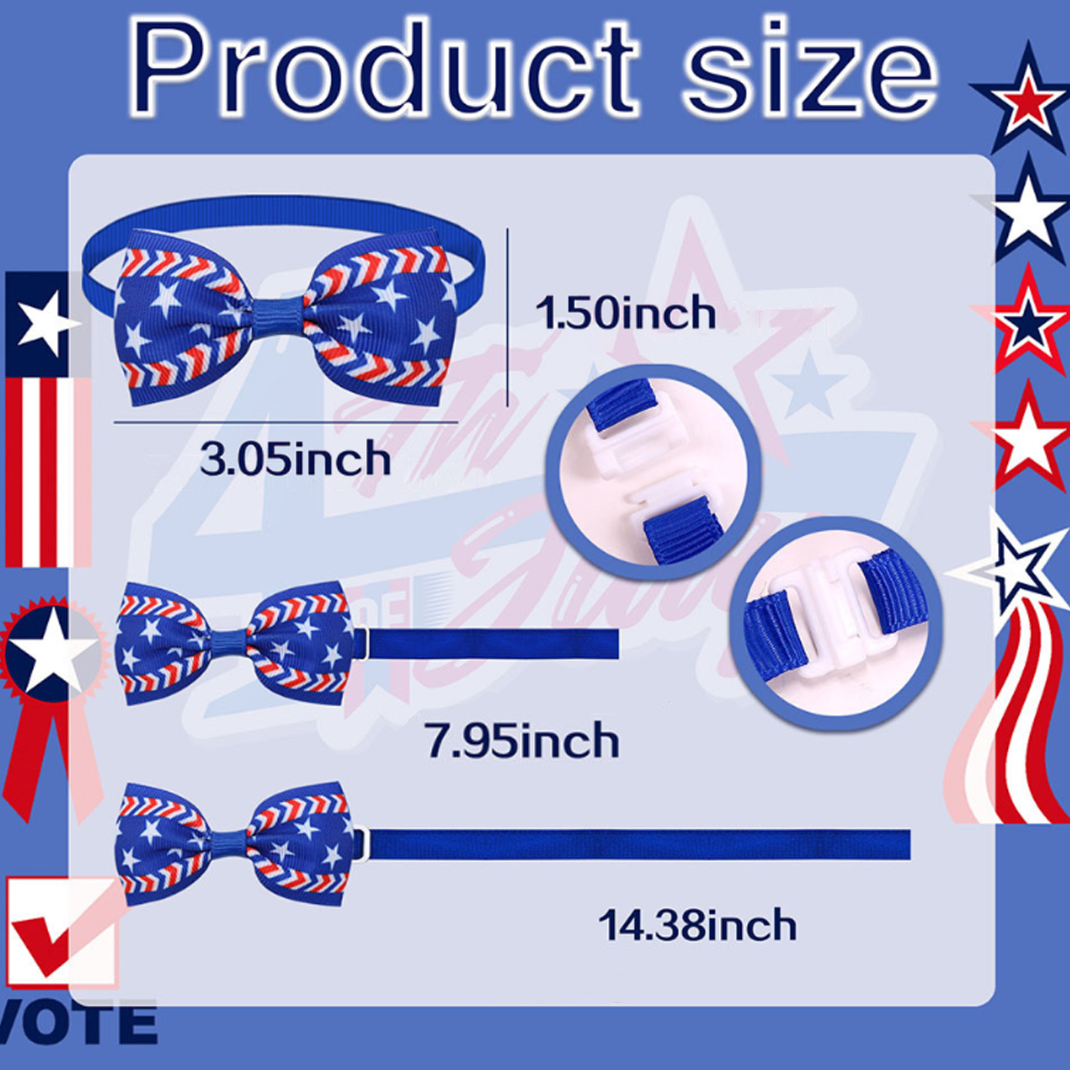 Adjustable Patriotic Ribbon Pet Bow Tie 2