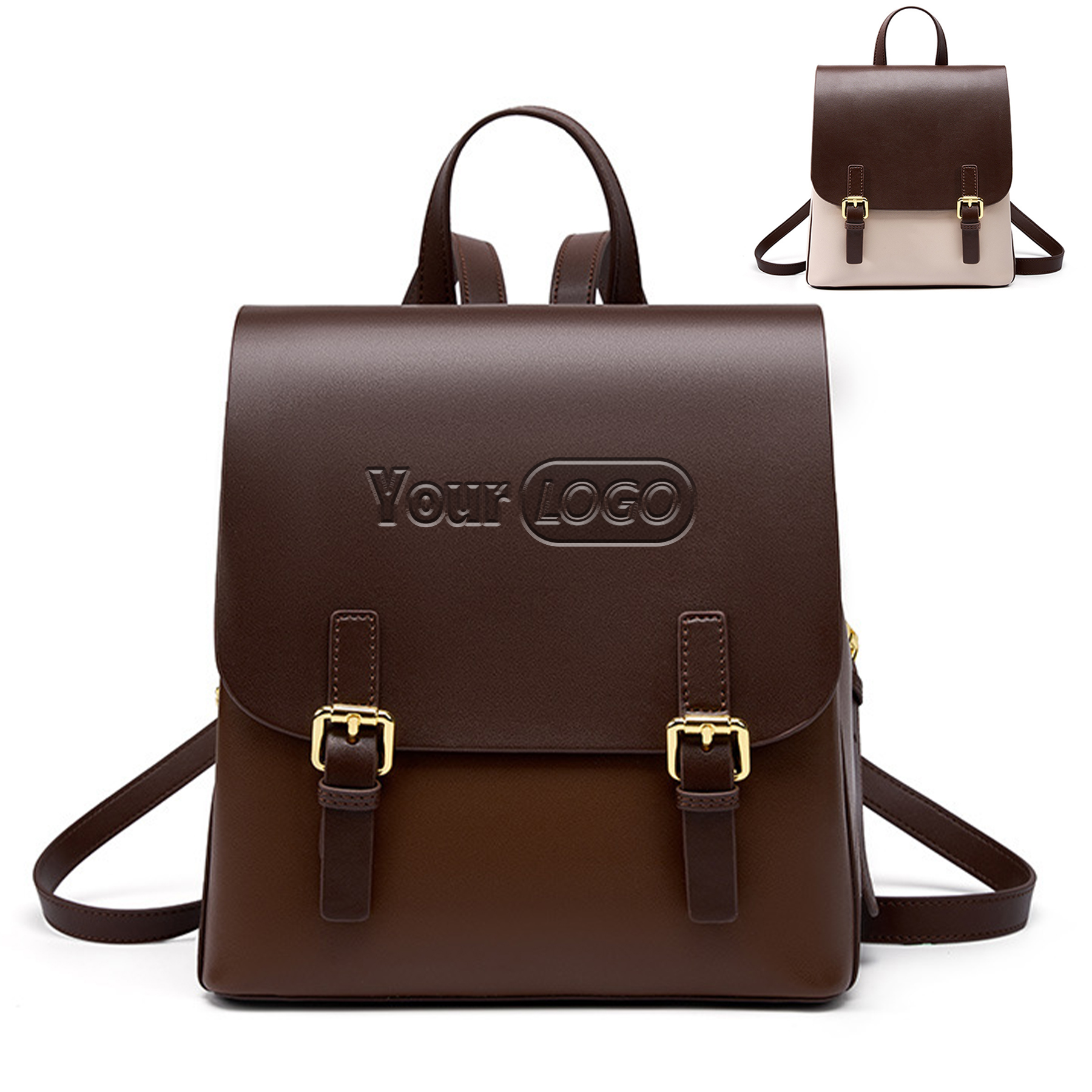 Genuine Leather Large capacity simple backpack for women 2