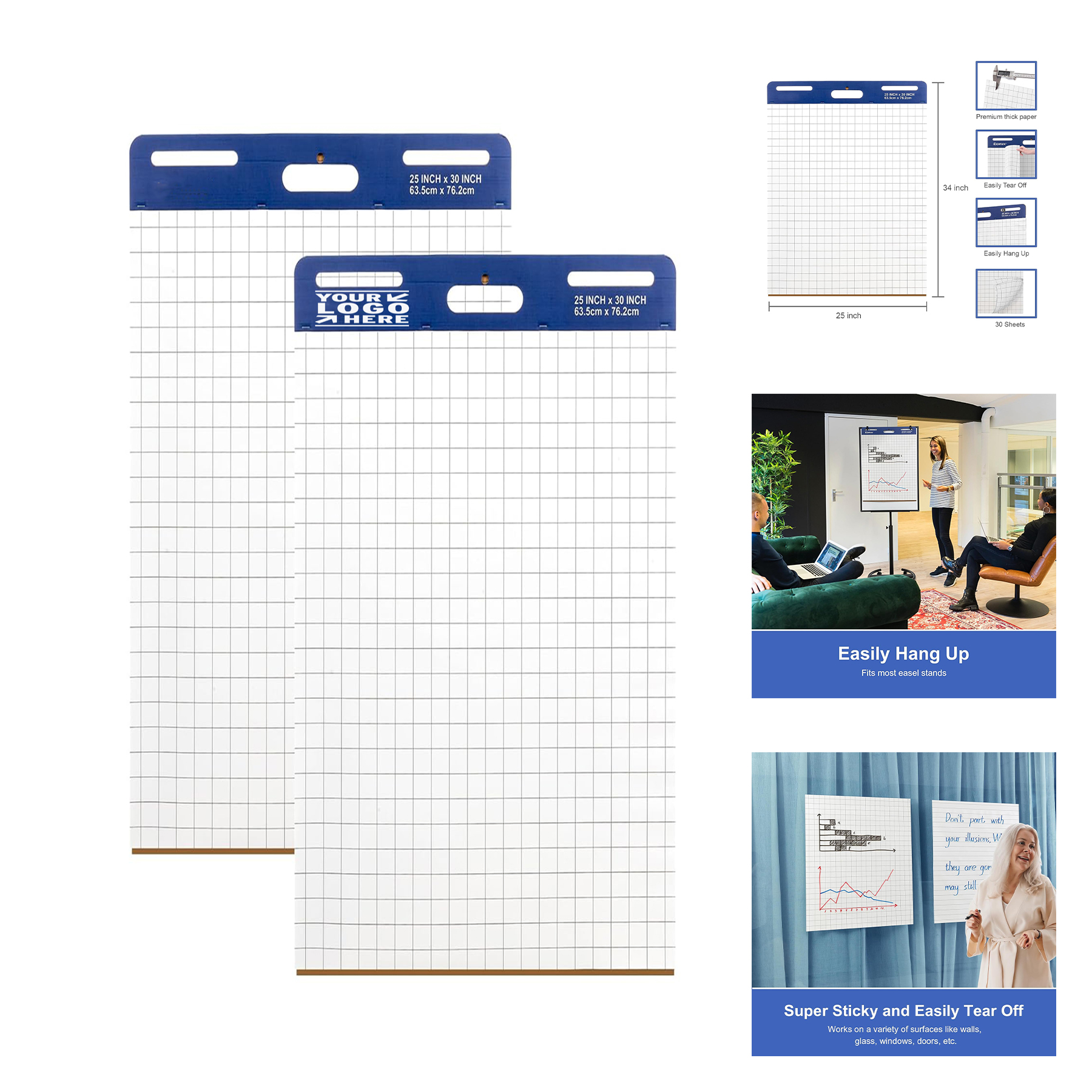 25" x 30" 30 Sheets Grid Sticky Easel Pad