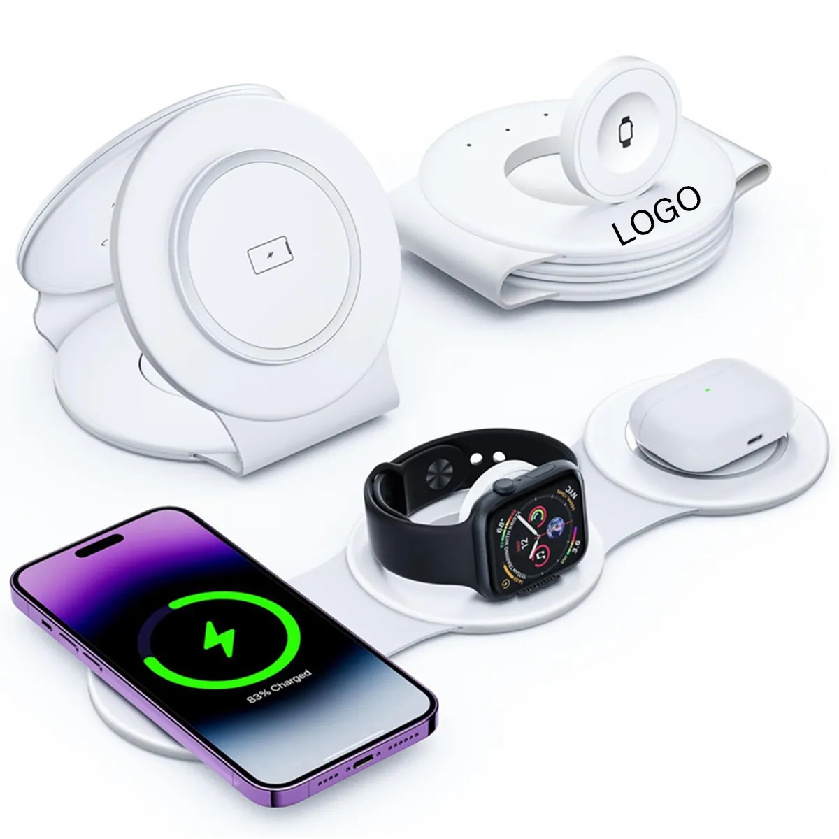 3 in 1 Wireless Charging Station Magnetic Foldable Travel 3