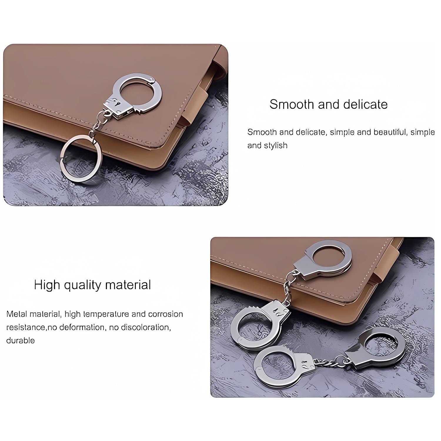 2 Pcs Mini Handcuffs Metal Keychain 4