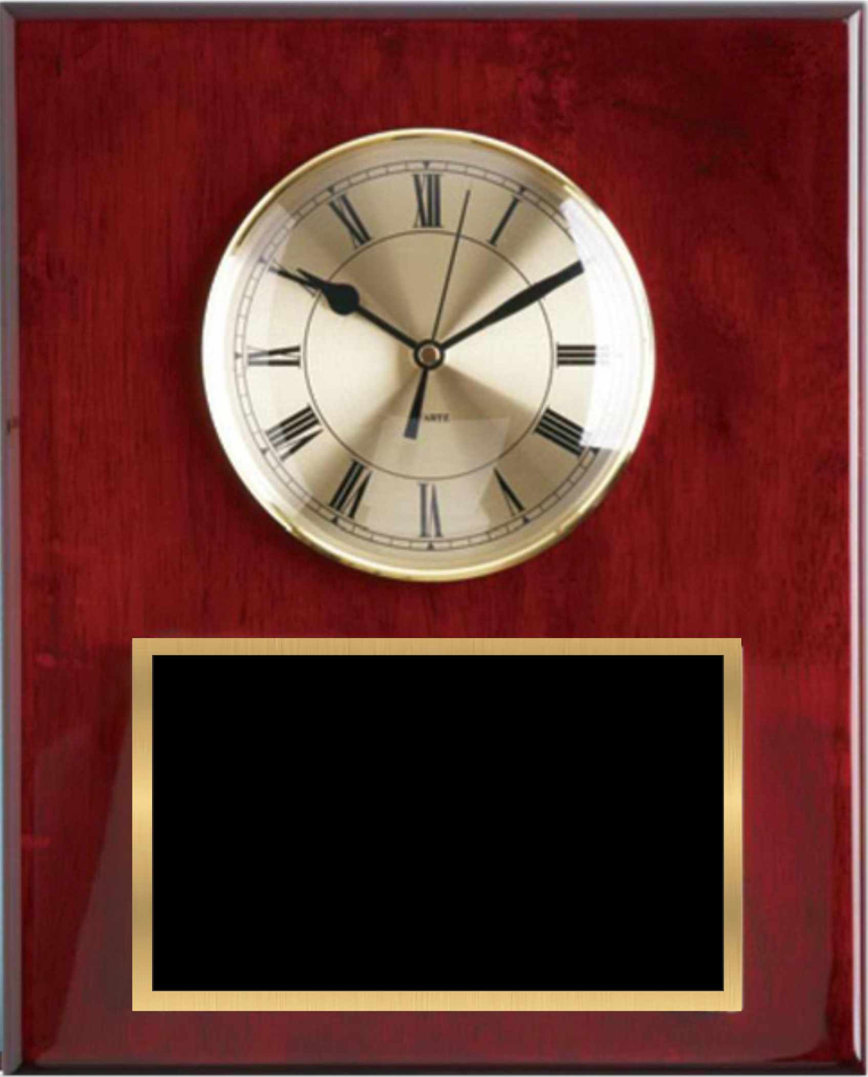 Piano Finish Solid Wood Plaque W/ Clock 3