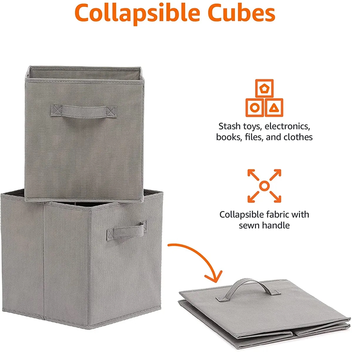 Basics Collapsible Fabric Storage Boxes With Handles 2