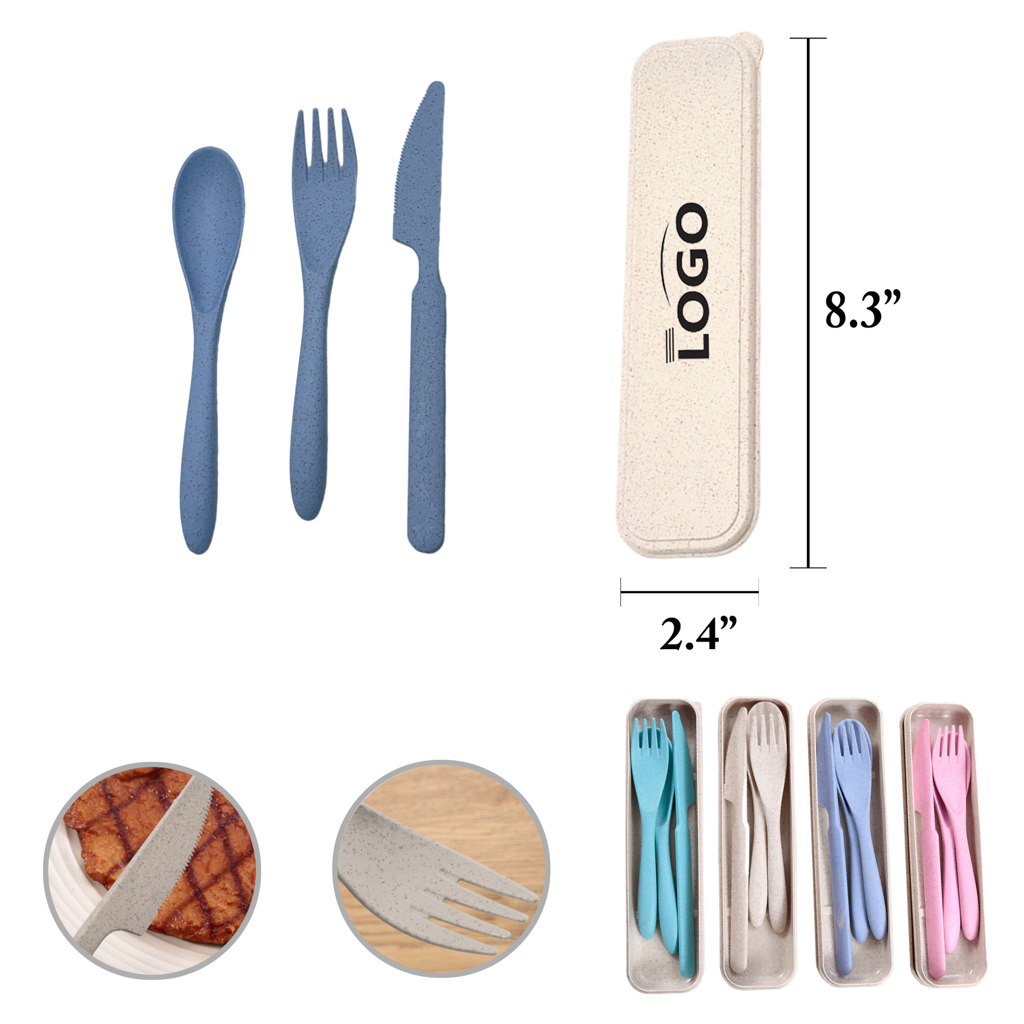 MOQ50 Eco Wheat Straw Cutlery Set 3