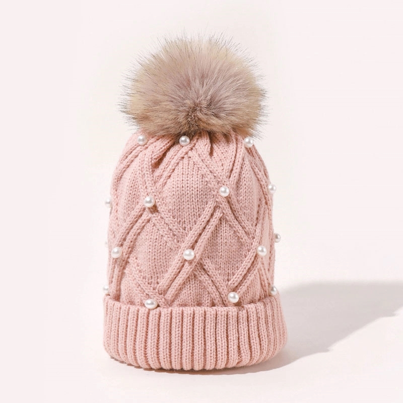 Custom Womens Winter Beanie Hat with pearl 7