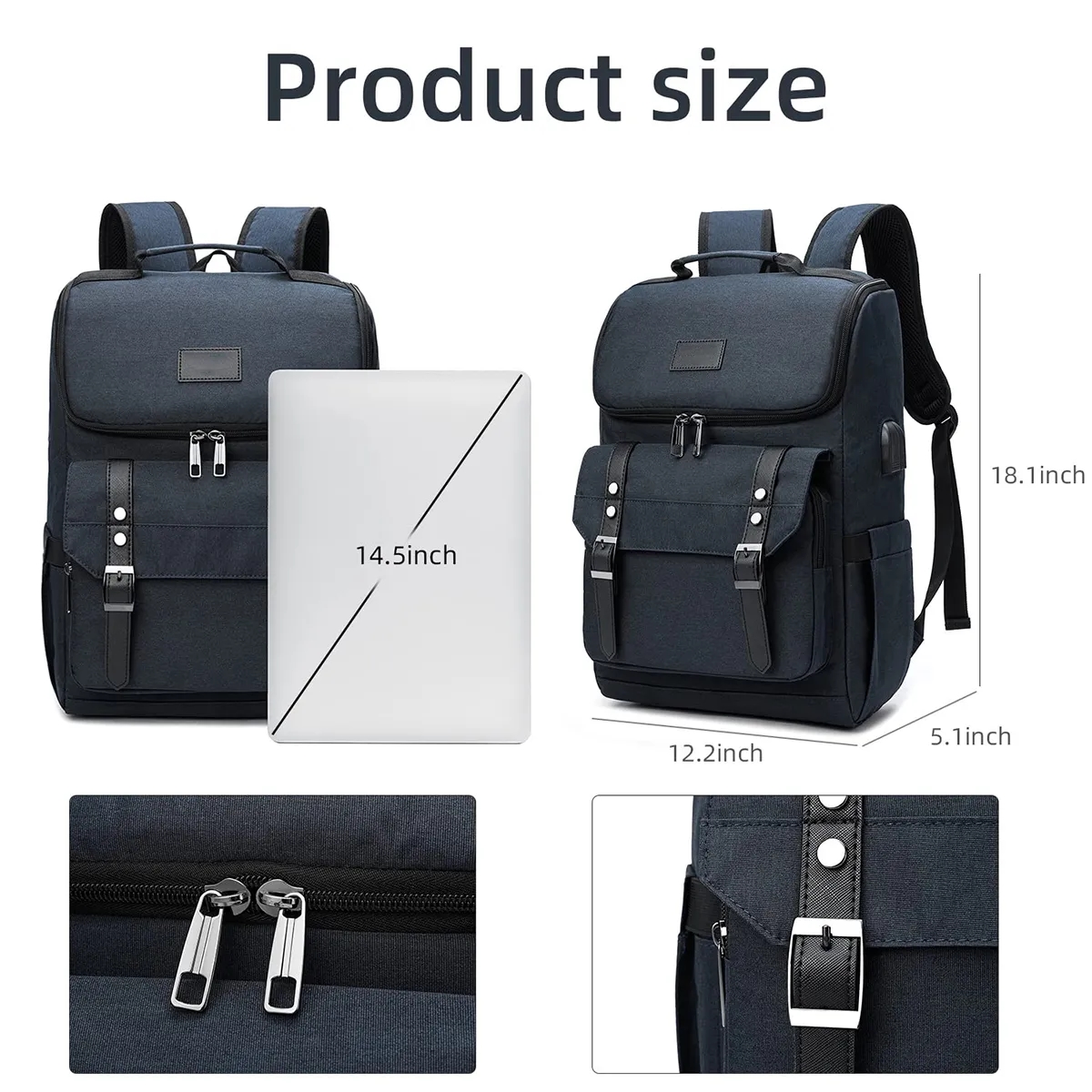 20L Waterproof Business Men'S Retro Office Laptop Backpack 5