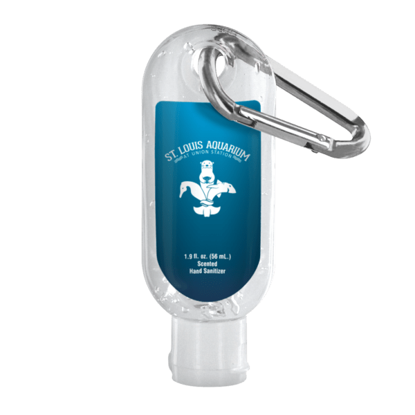 1.9 oz. Clear Sanitizer in Clear Bottle with Carabiner 20