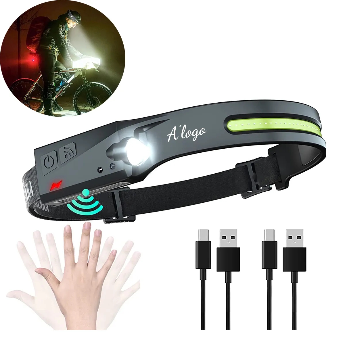 USB Charging LED Headlamp with Sensor Mode 2