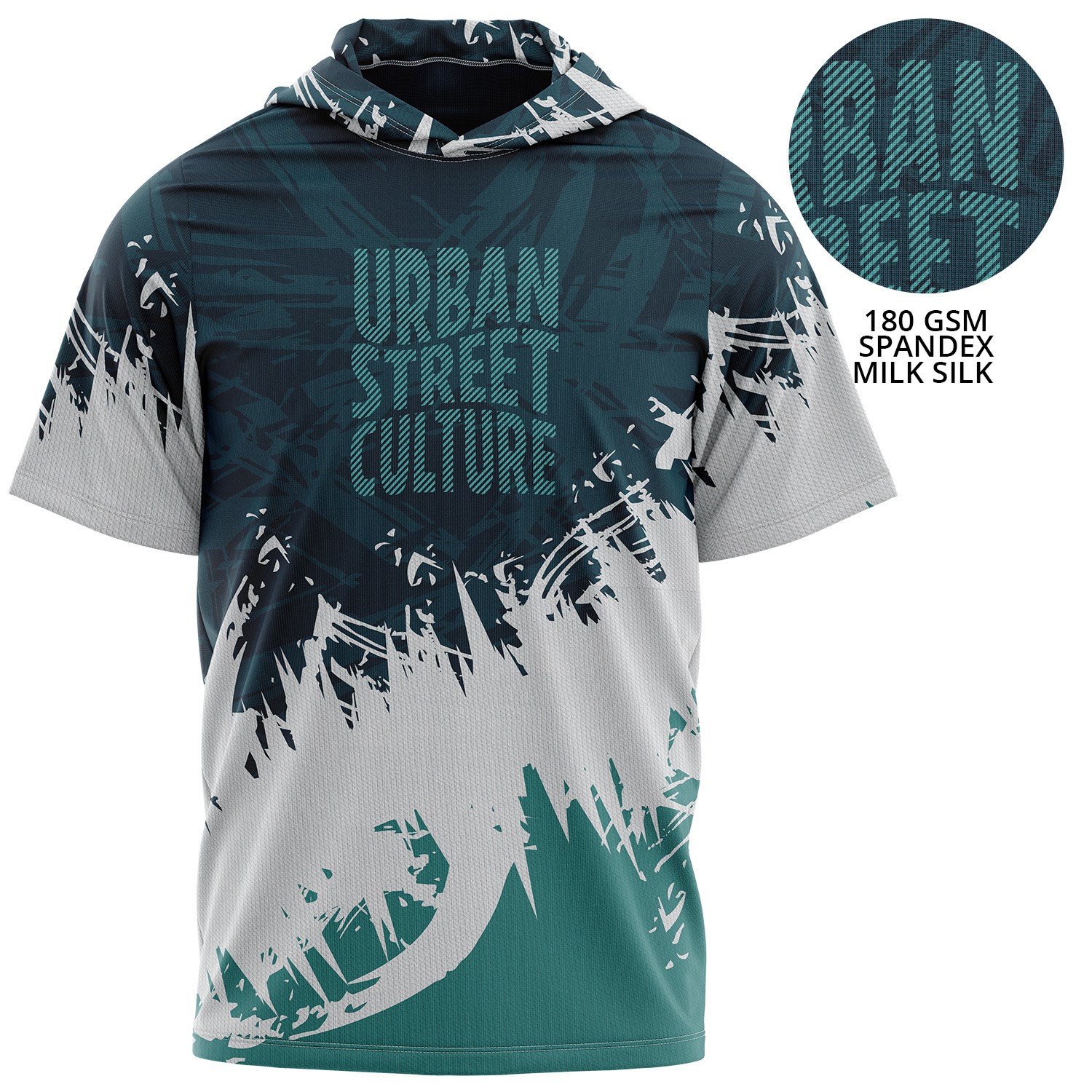 Unisex 180 GSM Spandex Milk Silk Sublimation Hooded T-shirt 3
