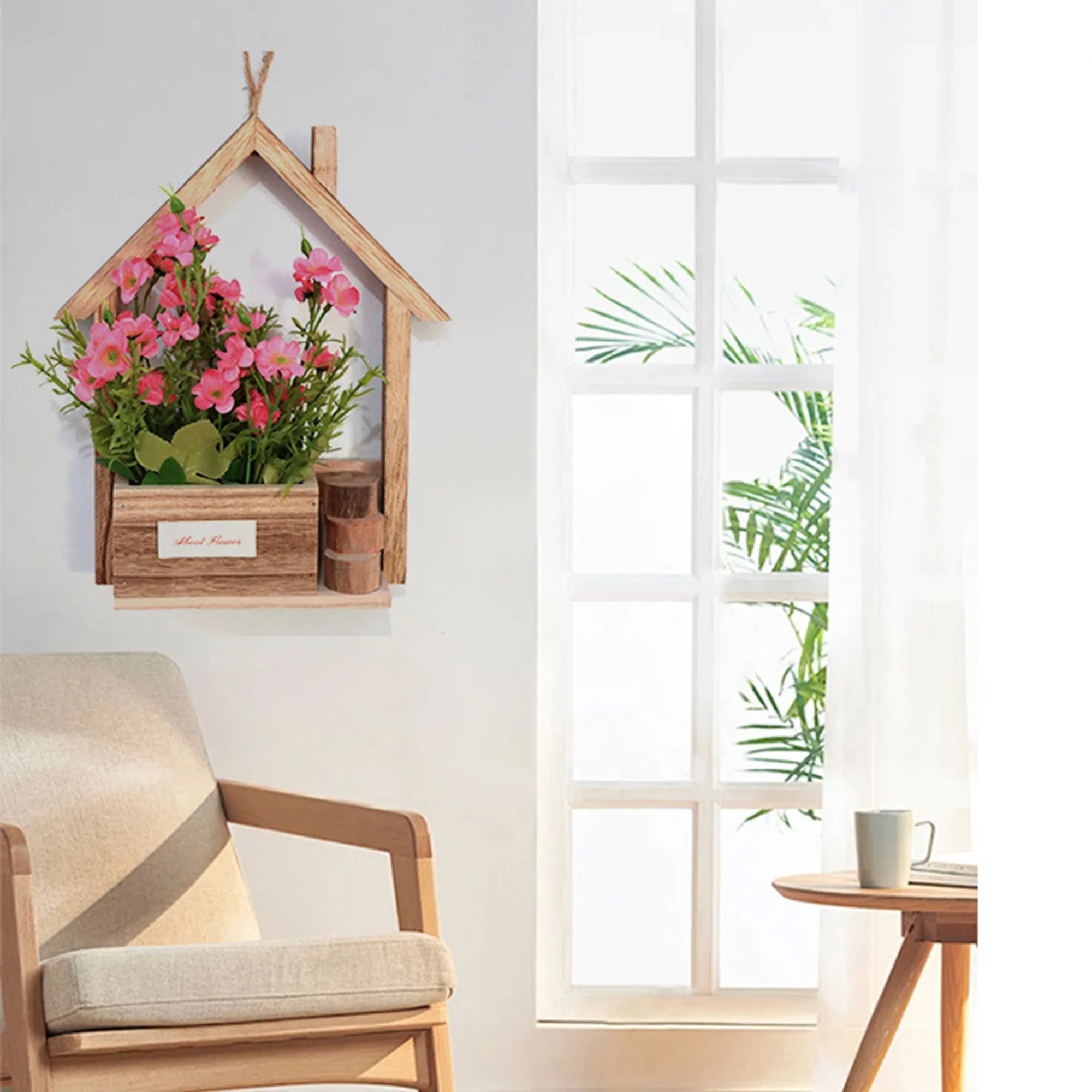 House-Shaped Hanging Planter With Rope Mounts 2