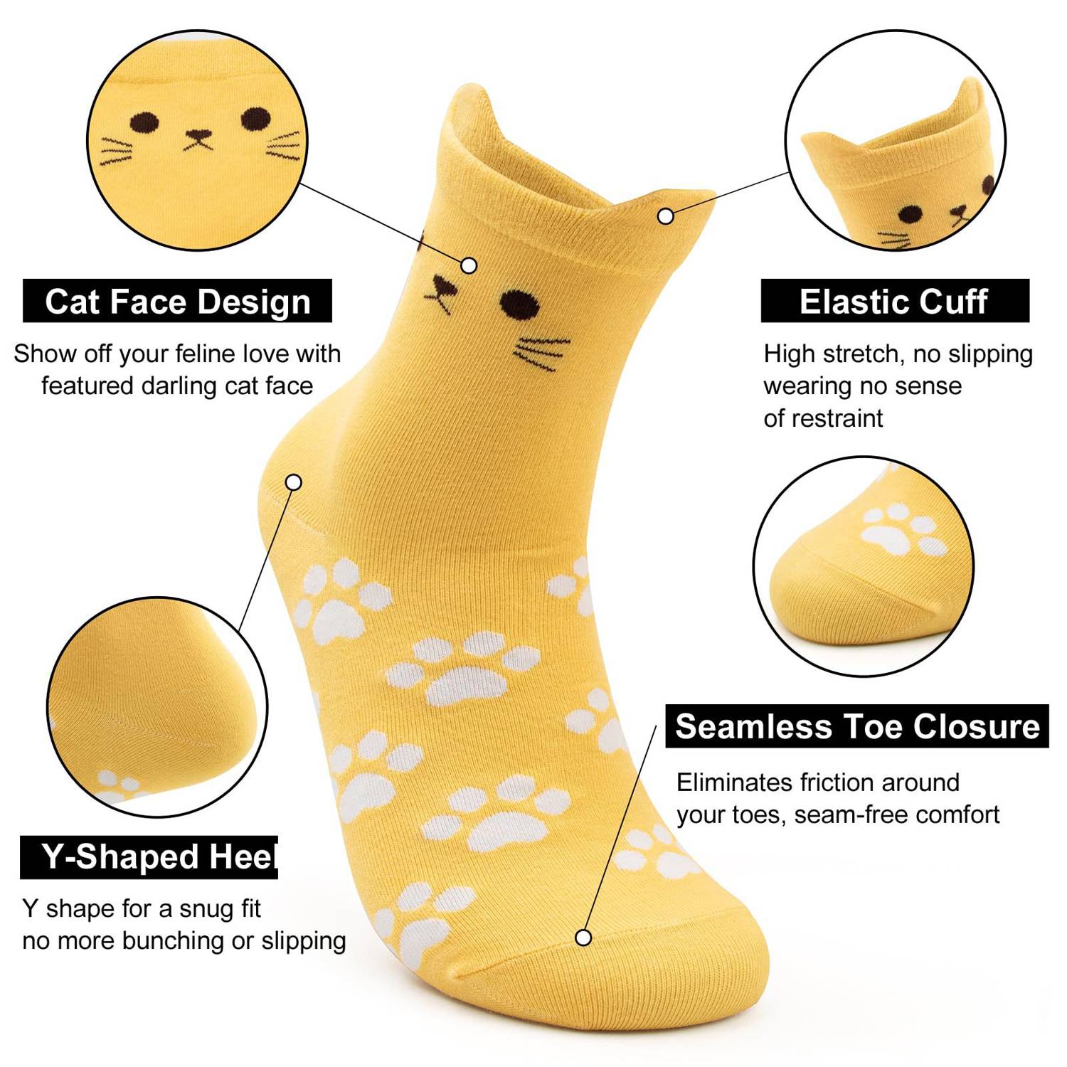 Women's Warm Cotton Cat Paw Print Socks 3
