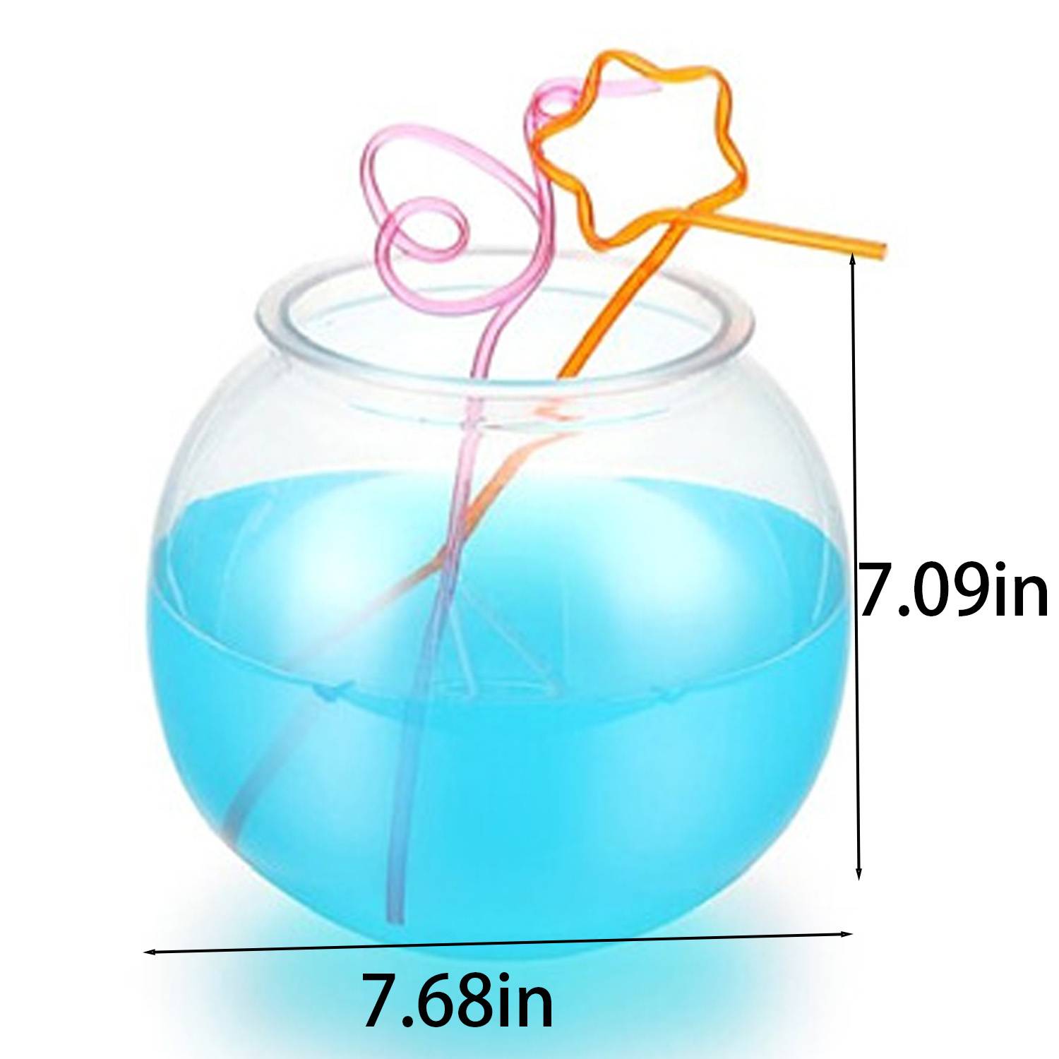 128oz Large PET Fish Bowl Cup w/ Straw 5