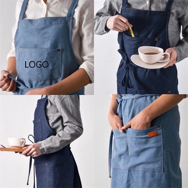 Durable multifunctional cotton denim apron 4