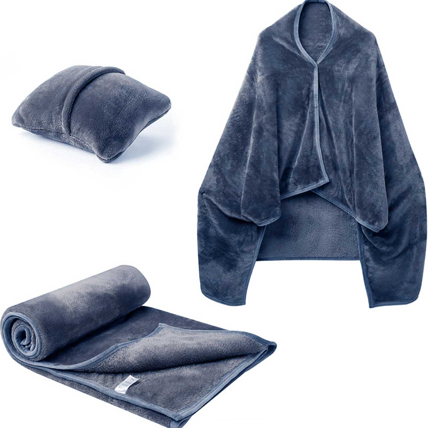 2-in-1 Foldable Travel Blanket & Pillow - Flannel Shawl 12