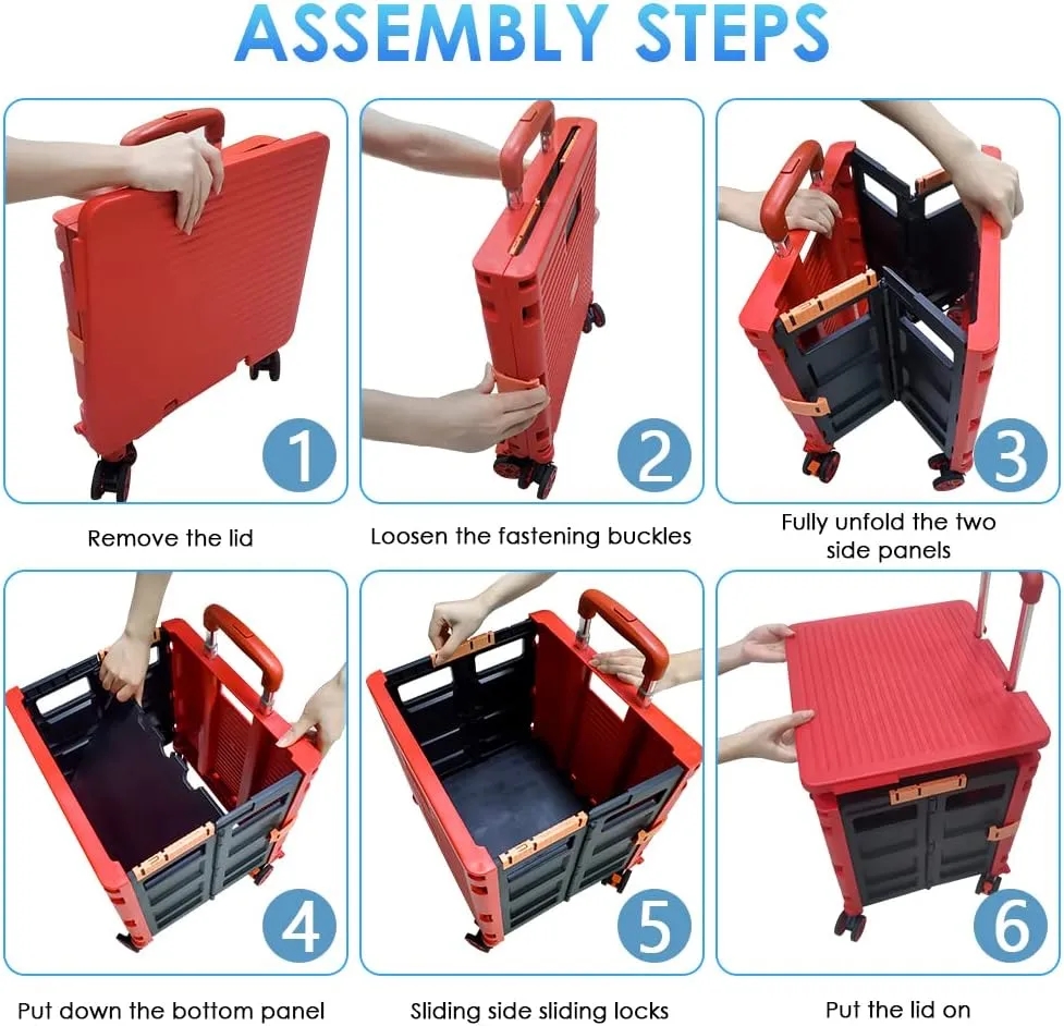 Foldable Utility Cart With 8 Wheels 8