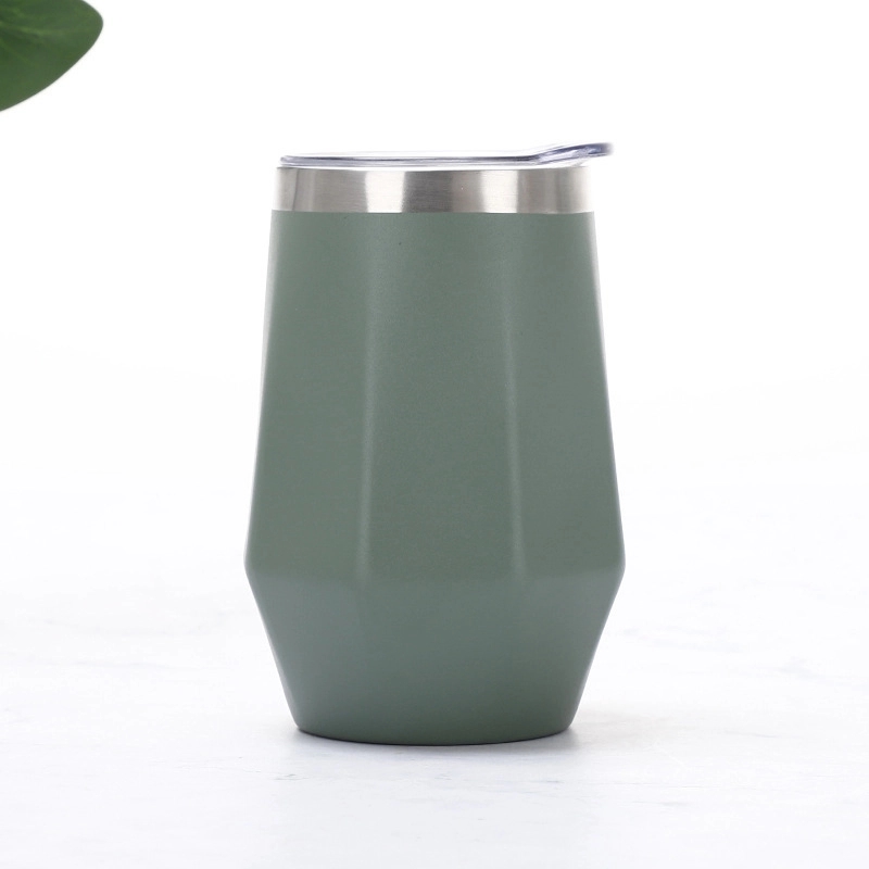 12 oz Diamond Shape Stainless Steel Stemless Wine Glasses 8