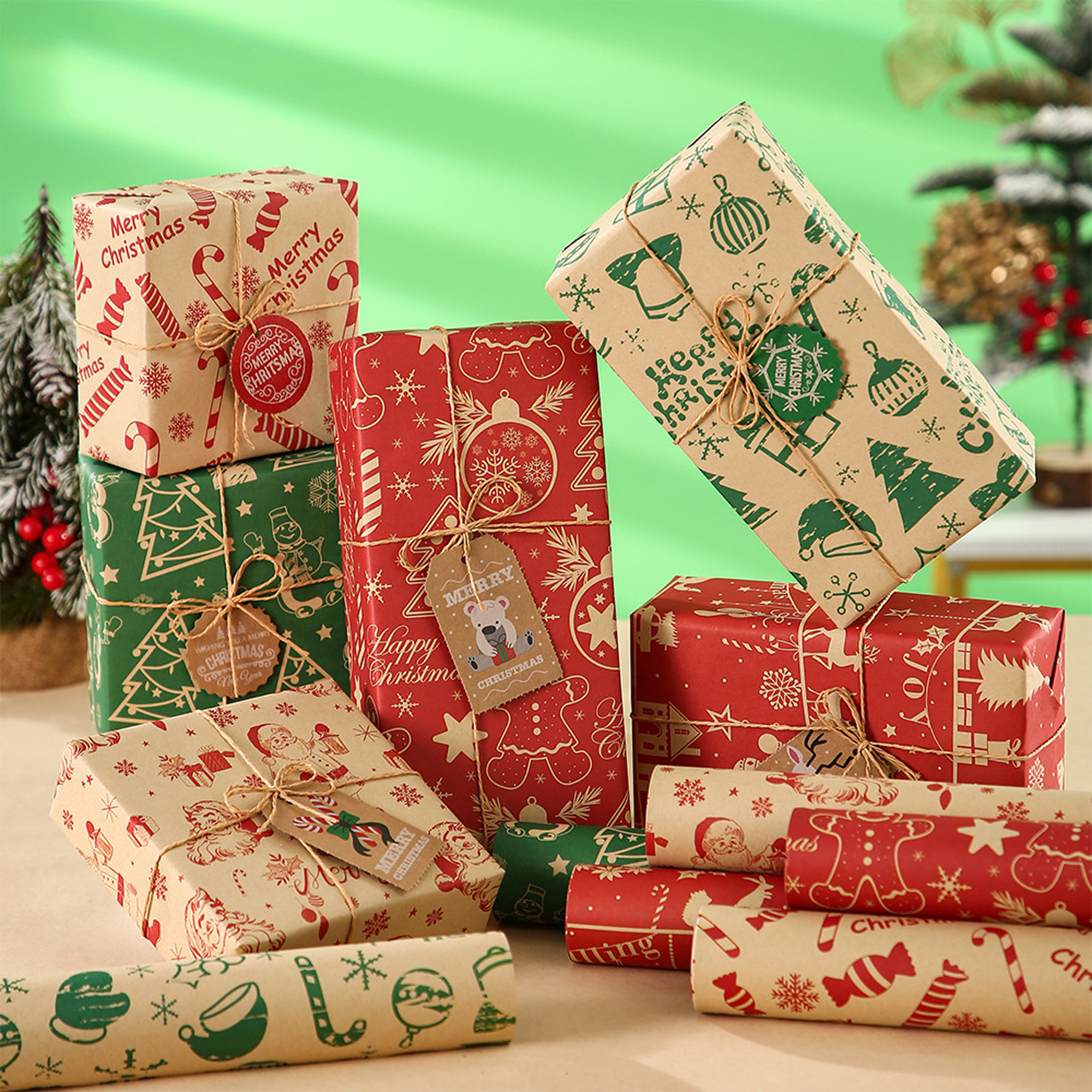 Reversible Christmas Gift Wrapping Kraft Paper MOQ 1000 5