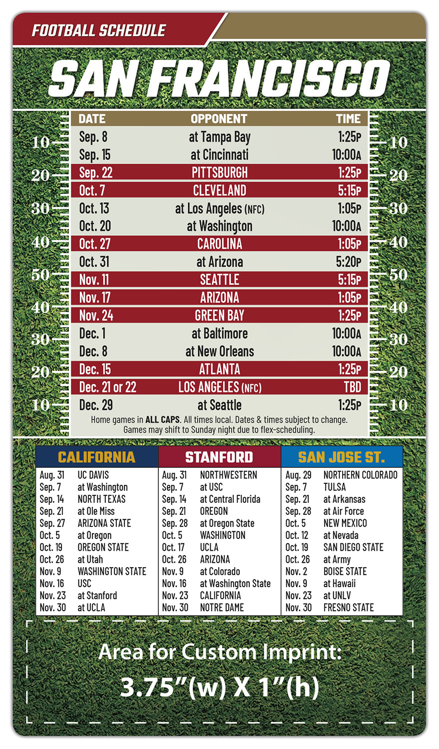 Magnet Football Sport Schedules - 4x7 Round Corners